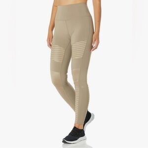 Alo Yoga High-Waisted Tan Biker ribbed Leggings
